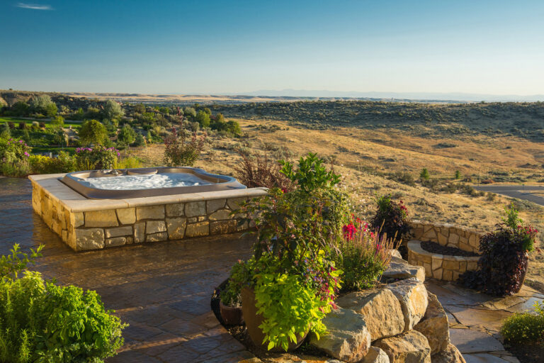 Jacuzzi hot tub with landscape view